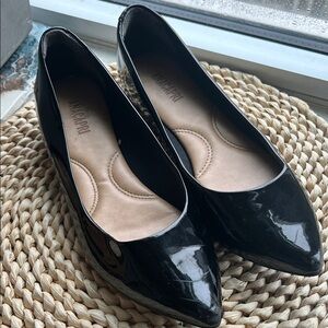 Anacapri Black Patent Pointed Toe Flats | Minimalist Patent Leather | Size 36